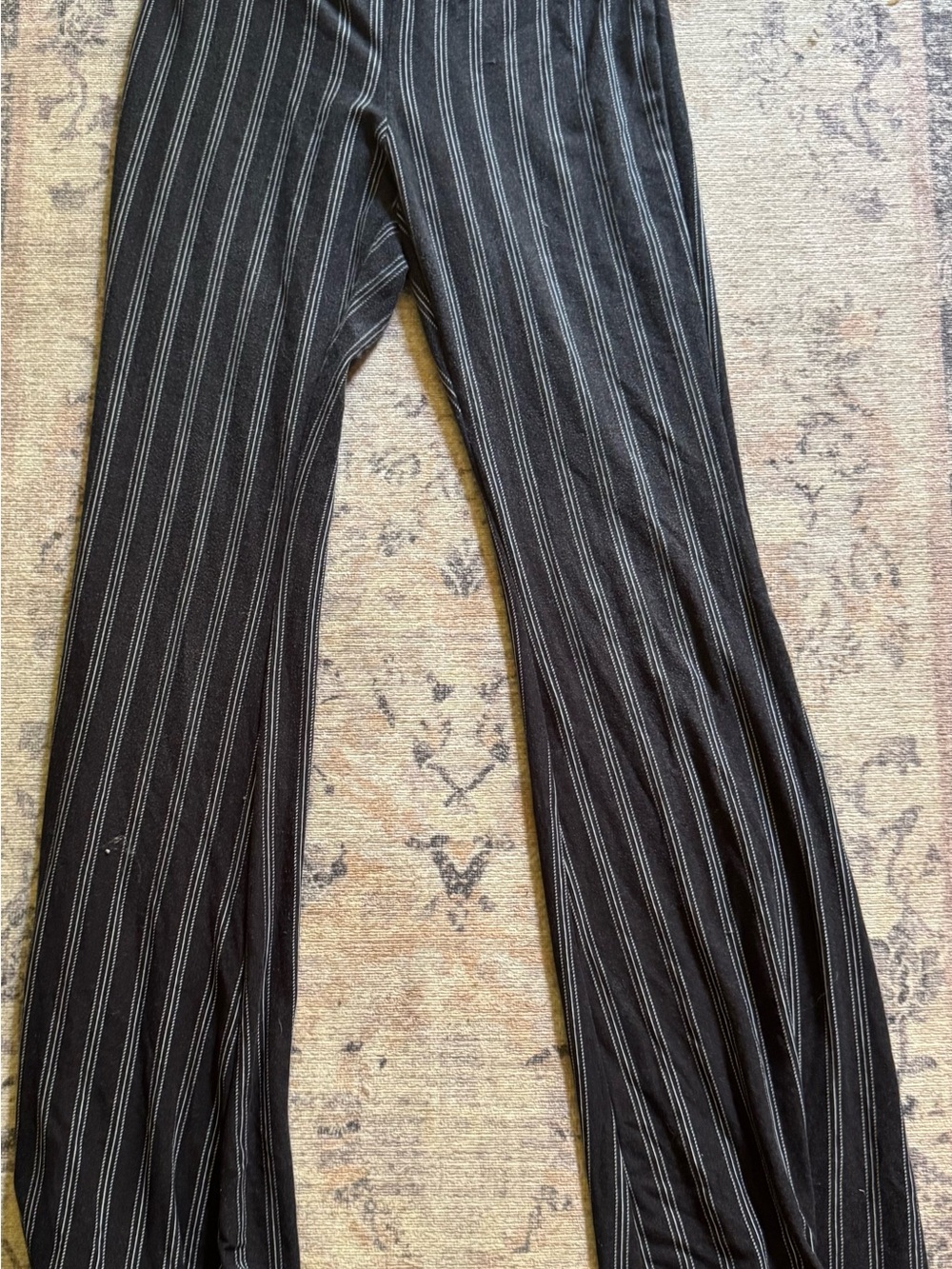 No Boundaries Black Pinstripe Wide-Leg Pants